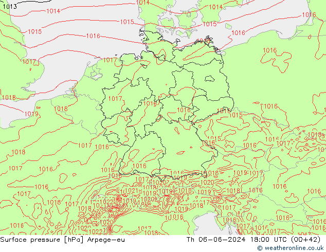 приземное давление Arpege-eu чт 06.06.2024 18 UTC