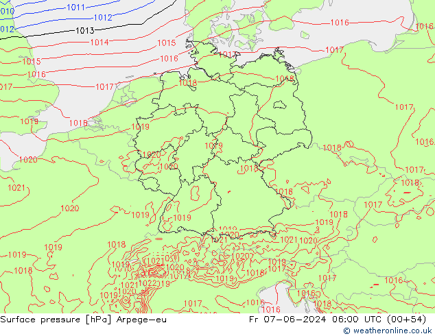 Luchtdruk (Grond) Arpege-eu vr 07.06.2024 06 UTC