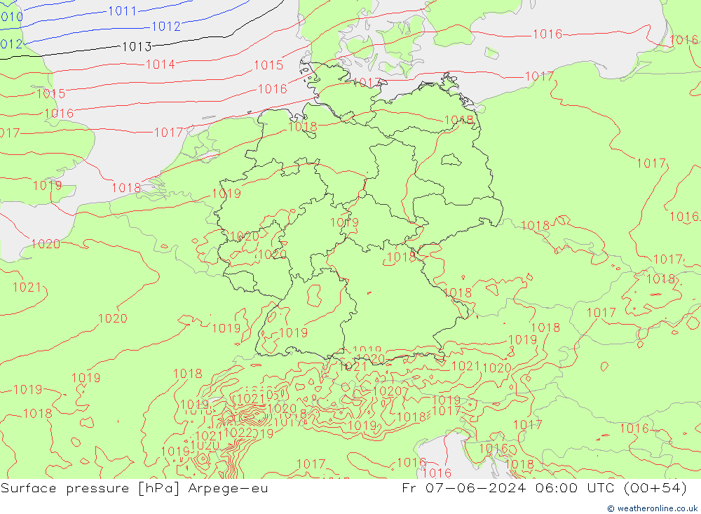 Surface pressure Arpege-eu Fr 07.06.2024 06 UTC