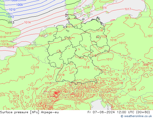 Surface pressure Arpege-eu Fr 07.06.2024 12 UTC