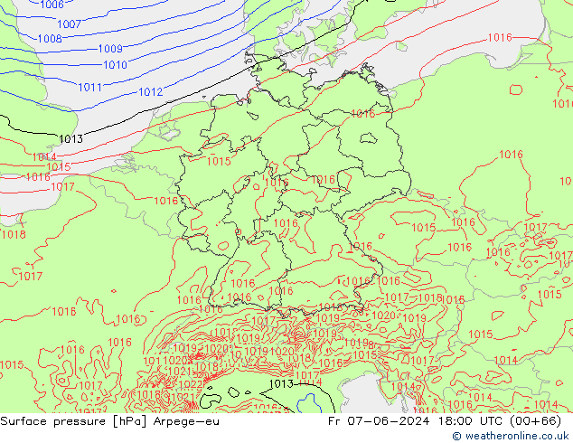 Surface pressure Arpege-eu Fr 07.06.2024 18 UTC