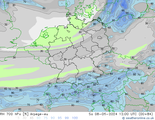 700 hPa Nispi Nem Arpege-eu Cts 08.06.2024 12 UTC