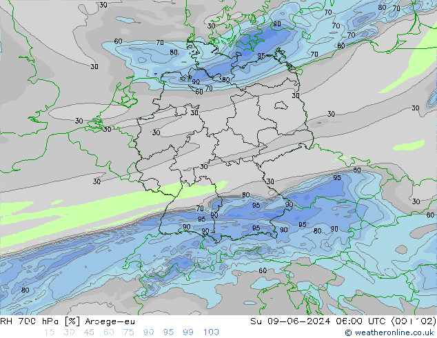 700 hPa Nispi Nem Arpege-eu Paz 09.06.2024 06 UTC