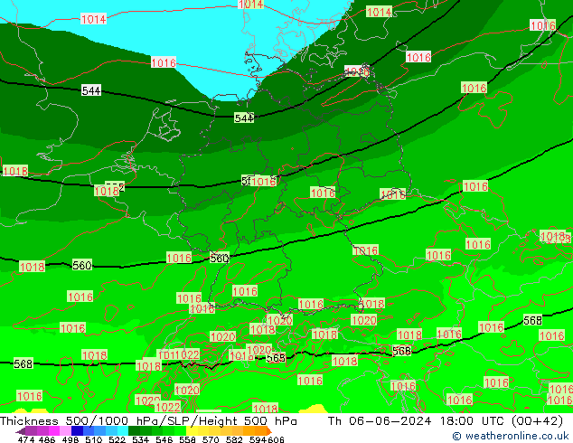 Thck 500-1000hPa Arpege-eu czw. 06.06.2024 18 UTC