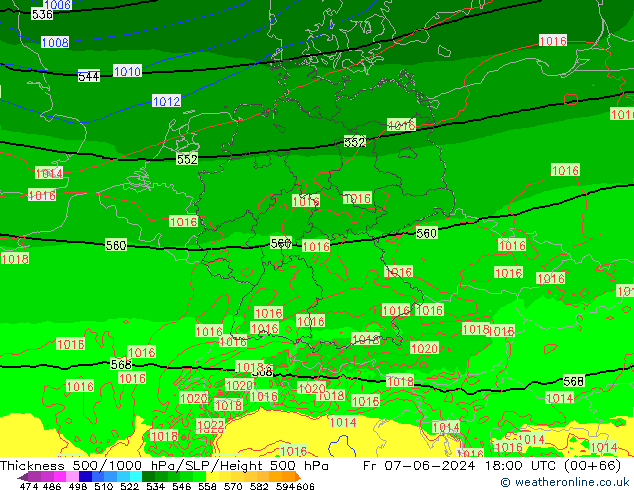 500-1000 hPa Kalınlığı Arpege-eu Cu 07.06.2024 18 UTC