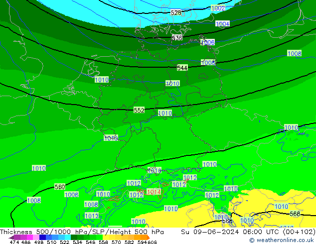 Thck 500-1000hPa Arpege-eu nie. 09.06.2024 06 UTC