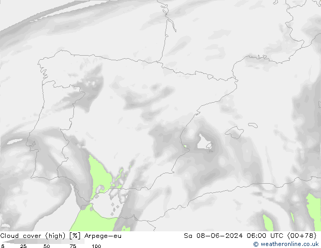 Nuages (élevé) Arpege-eu sam 08.06.2024 06 UTC