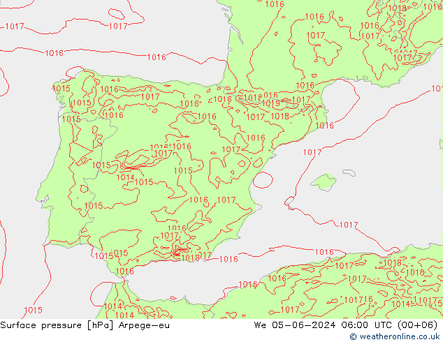 Surface pressure Arpege-eu We 05.06.2024 06 UTC