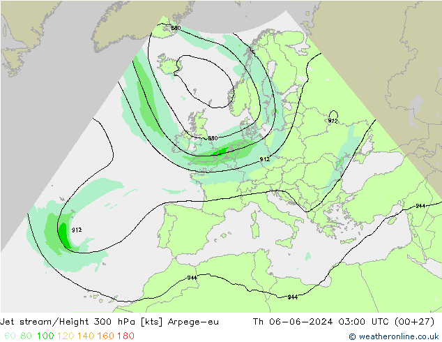 Corriente en chorro Arpege-eu jue 06.06.2024 03 UTC