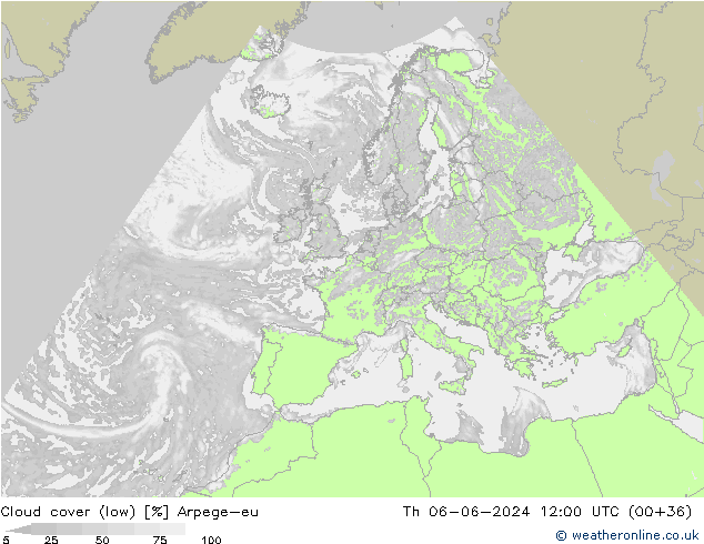 облака (низкий) Arpege-eu чт 06.06.2024 12 UTC