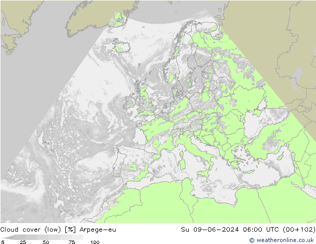 Nubi basse Arpege-eu dom 09.06.2024 06 UTC