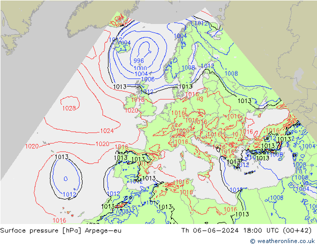 Yer basıncı Arpege-eu Per 06.06.2024 18 UTC