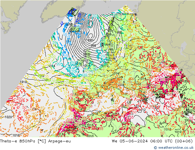 Theta-e 850гПа Arpege-eu ср 05.06.2024 06 UTC