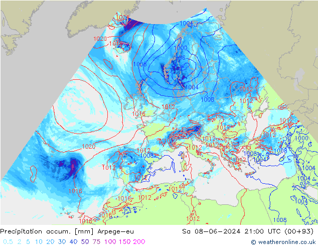 Toplam Yağış Arpege-eu Cts 08.06.2024 21 UTC