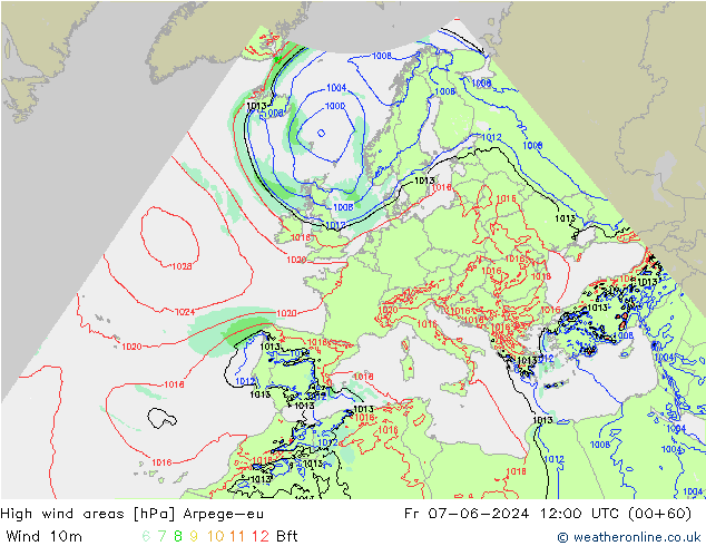 High wind areas Arpege-eu  07.06.2024 12 UTC