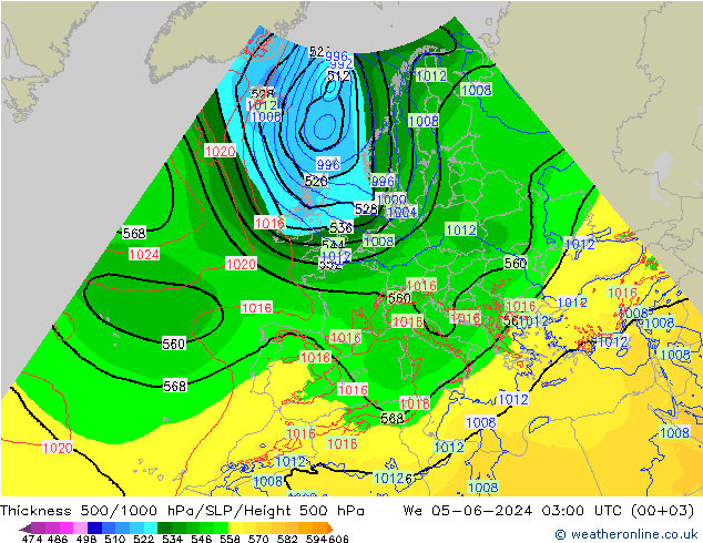 Thck 500-1000hPa Arpege-eu 星期三 05.06.2024 03 UTC