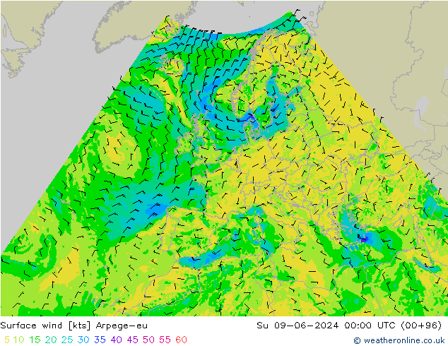  10 m Arpege-eu  09.06.2024 00 UTC