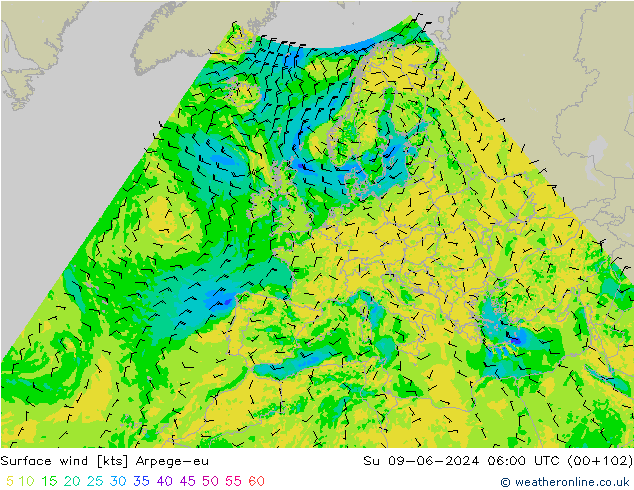 Bodenwind Arpege-eu So 09.06.2024 06 UTC