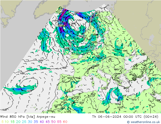 Rüzgar 850 hPa Arpege-eu Per 06.06.2024 00 UTC