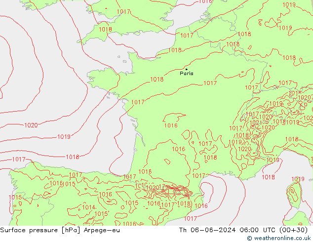 pressão do solo Arpege-eu Qui 06.06.2024 06 UTC