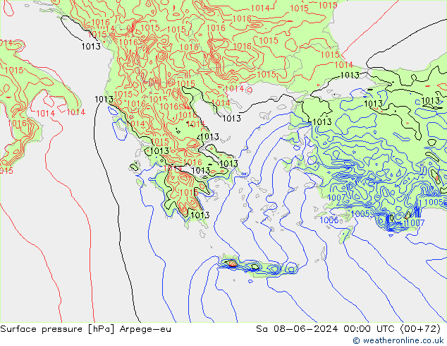 Atmosférický tlak Arpege-eu So 08.06.2024 00 UTC