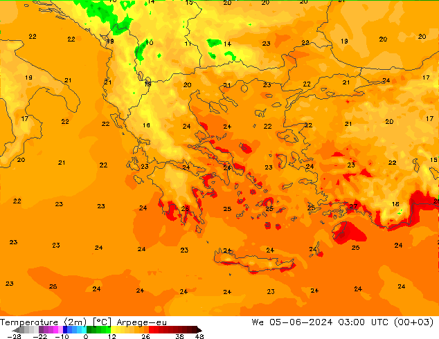 Temperature (2m) Arpege-eu St 05.06.2024 03 UTC