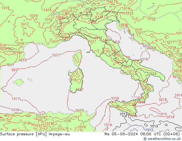 Surface pressure Arpege-eu We 05.06.2024 06 UTC