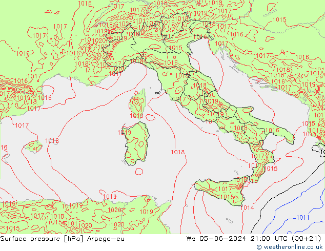 Yer basıncı Arpege-eu Çar 05.06.2024 21 UTC