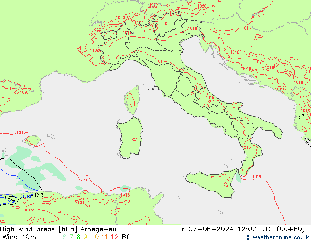 High wind areas Arpege-eu Fr 07.06.2024 12 UTC