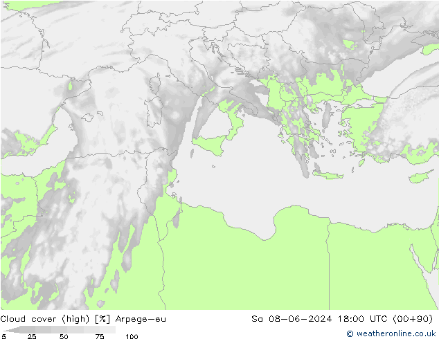 Wolken (hohe) Arpege-eu Sa 08.06.2024 18 UTC