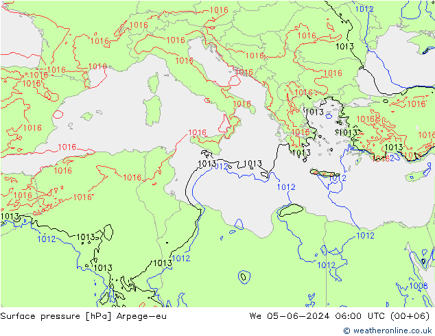 pression de l'air Arpege-eu mer 05.06.2024 06 UTC