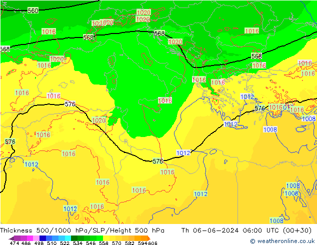 Thck 500-1000hPa Arpege-eu Th 06.06.2024 06 UTC