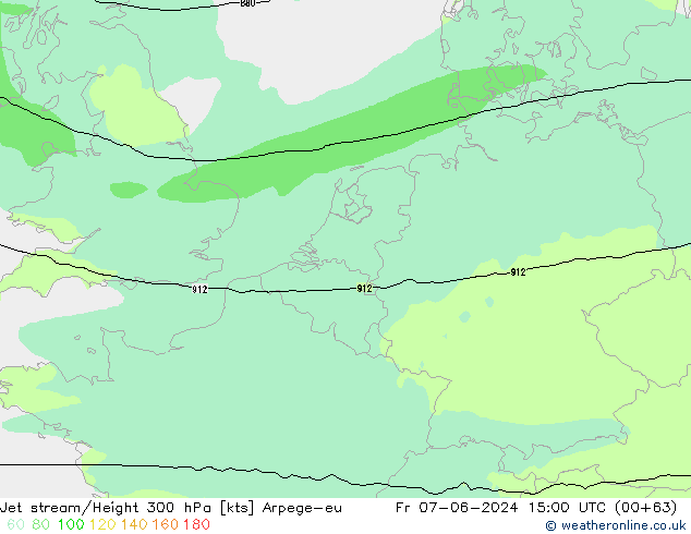 Jet stream/Height 300 hPa Arpege-eu Fr 07.06.2024 15 UTC