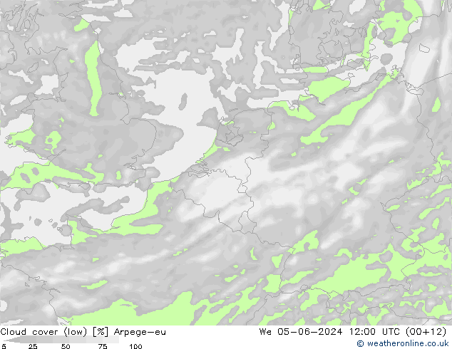 zachmurzenie (niskie) Arpege-eu śro. 05.06.2024 12 UTC