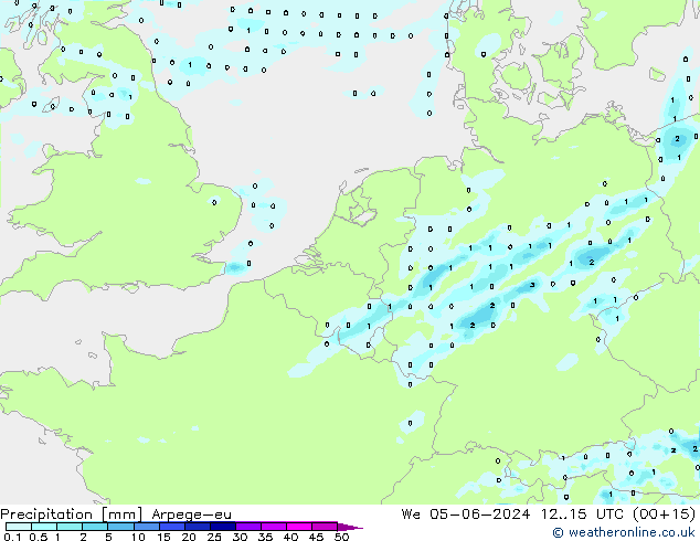 Precipitation Arpege-eu We 05.06.2024 15 UTC