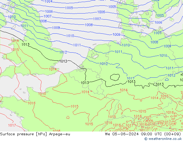 Surface pressure Arpege-eu We 05.06.2024 09 UTC