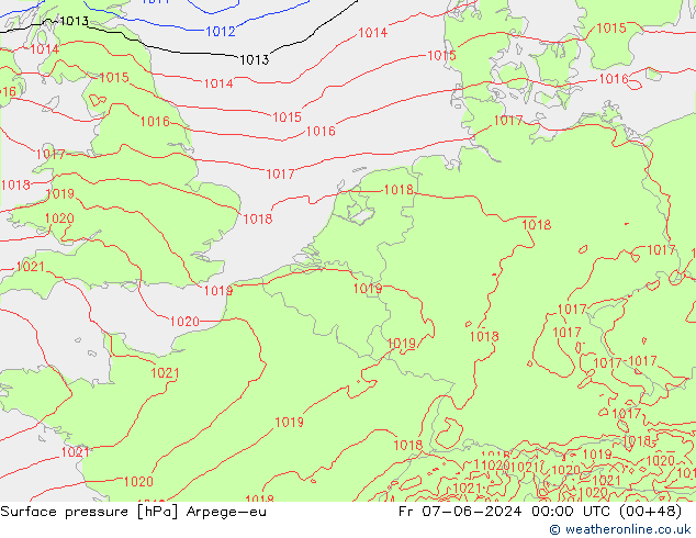 Yer basıncı Arpege-eu Cu 07.06.2024 00 UTC