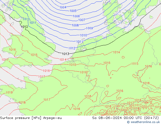 приземное давление Arpege-eu сб 08.06.2024 00 UTC