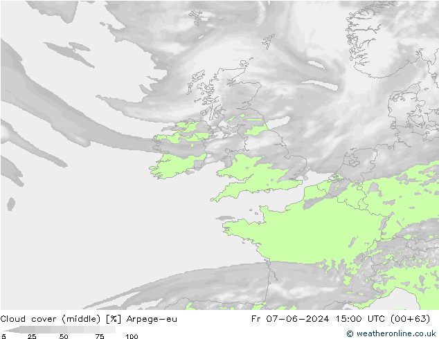 Nubes medias Arpege-eu vie 07.06.2024 15 UTC