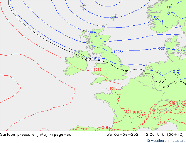 Atmosférický tlak Arpege-eu St 05.06.2024 12 UTC