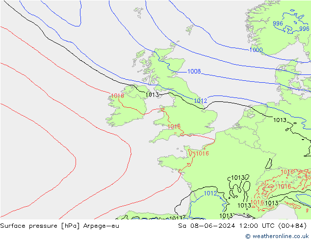 Bodendruck Arpege-eu Sa 08.06.2024 12 UTC