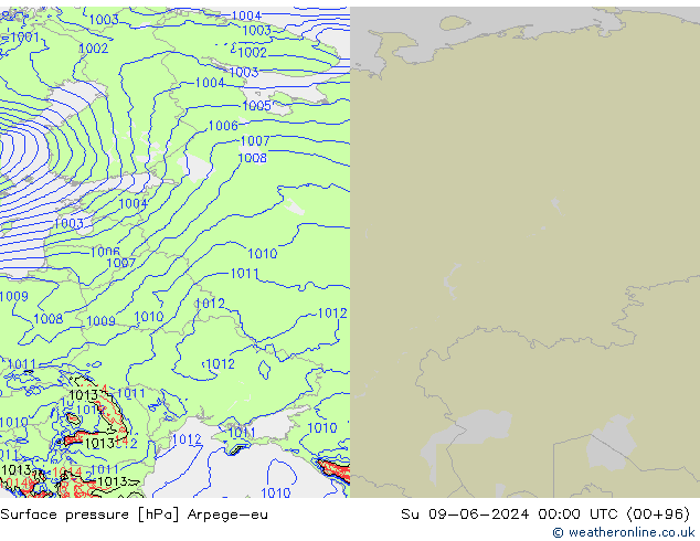 pressão do solo Arpege-eu Dom 09.06.2024 00 UTC