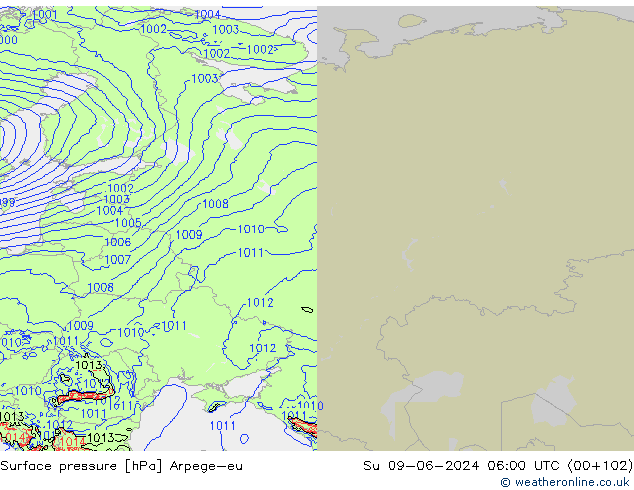 ciśnienie Arpege-eu nie. 09.06.2024 06 UTC