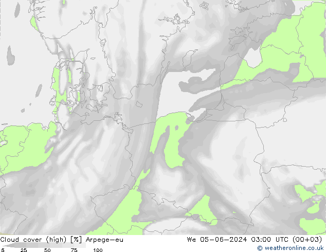 Nuages (élevé) Arpege-eu mer 05.06.2024 03 UTC