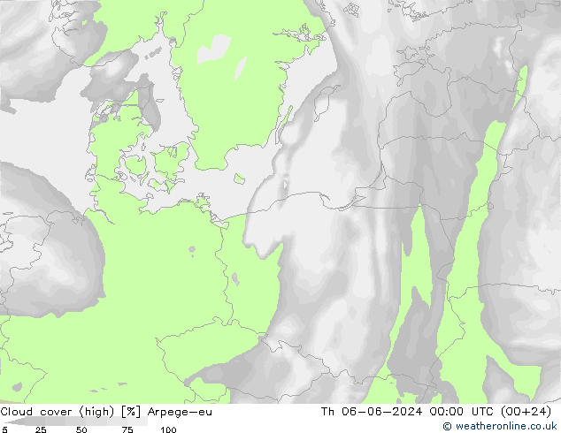 zachmurzenie (wysokie) Arpege-eu czw. 06.06.2024 00 UTC