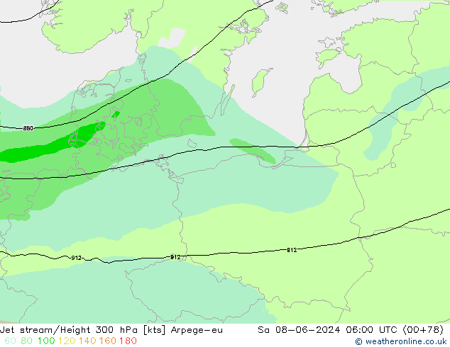 Corriente en chorro Arpege-eu sáb 08.06.2024 06 UTC