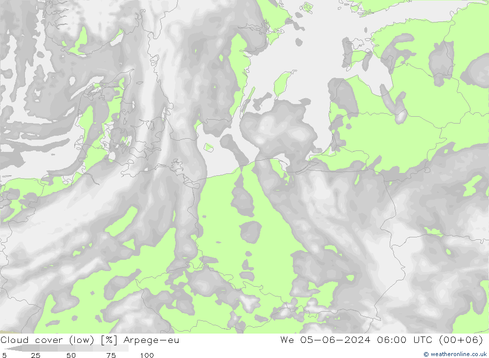 zachmurzenie (niskie) Arpege-eu śro. 05.06.2024 06 UTC