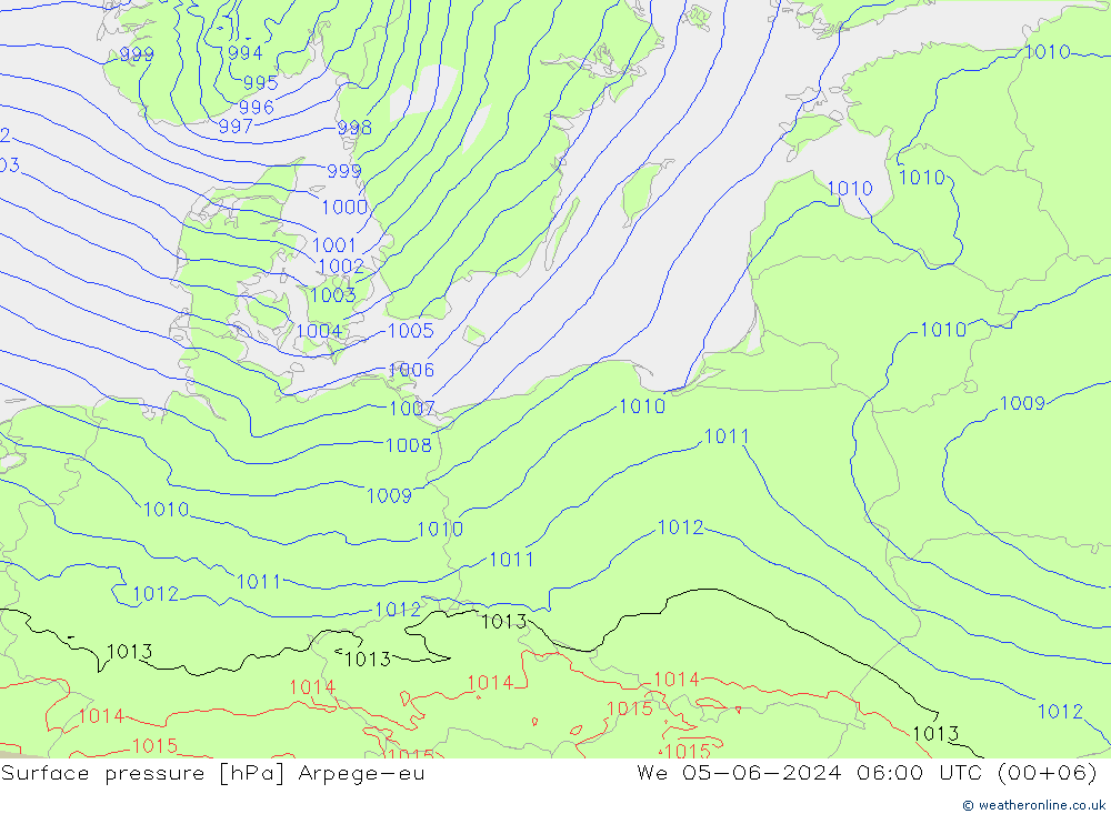 Luchtdruk (Grond) Arpege-eu wo 05.06.2024 06 UTC