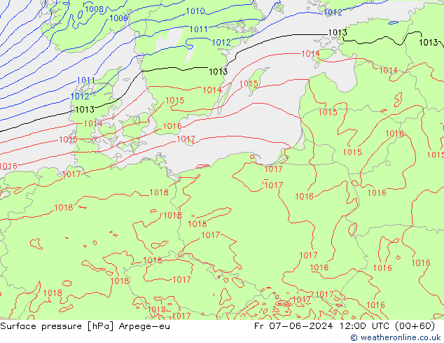 Luchtdruk (Grond) Arpege-eu vr 07.06.2024 12 UTC