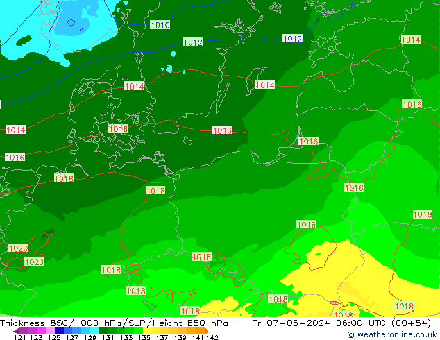 Thck 850-1000 hPa Arpege-eu Sex 07.06.2024 06 UTC